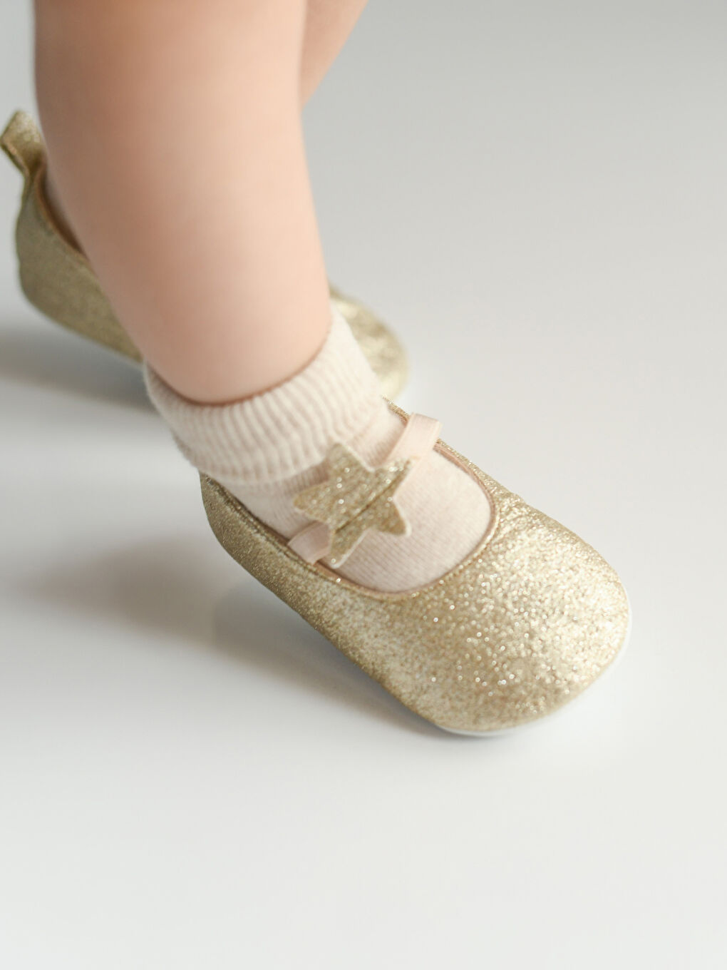 Sarı Sim Detaylı Kız Bebek Yürüme Öncesi Ayakkabı ve Saç Bandı-3