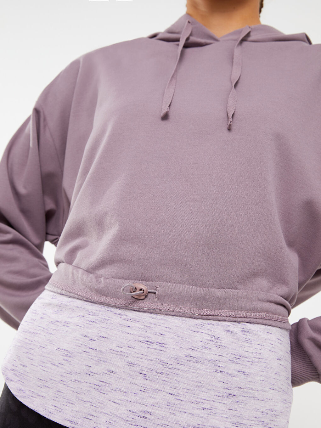 Mürdüm Kapüşonlu Düz Uzun Kollu Kadın Sweatshirt-3