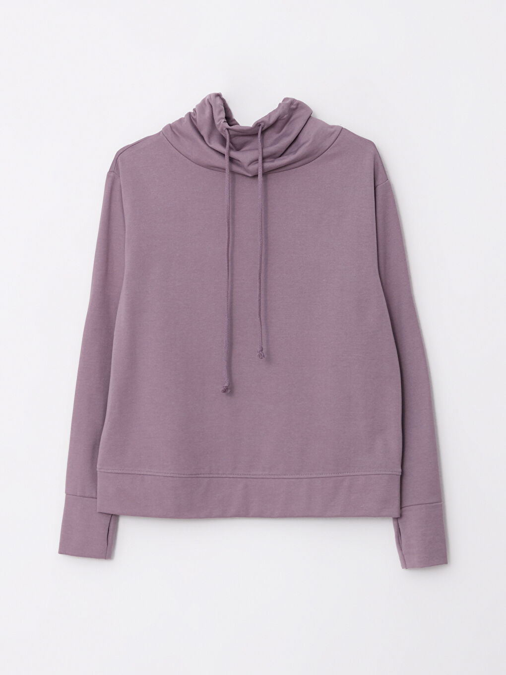 هودي بياقة قمعية كم طويل عادي سويت شيرت للسيدات-4