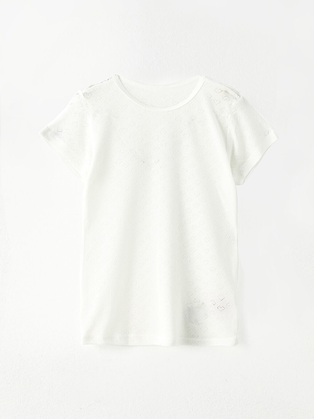 Pembe Bisiklet Yaka Kendinden Desenli Kısa Kollu Kız Çocuk Fanila 2'li-1