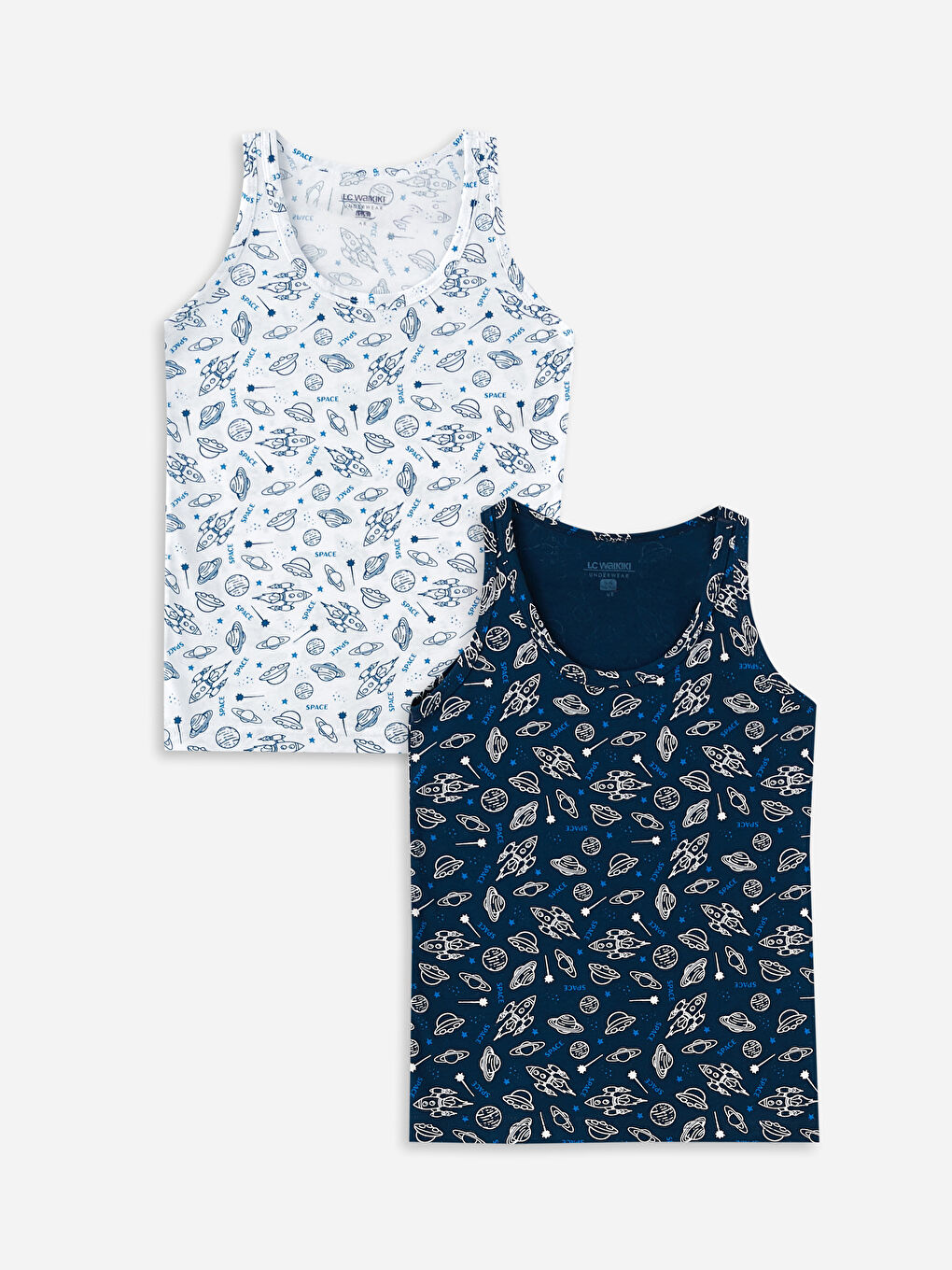 LCW Kids Lot de 2 Débardeurs Garçon Imprimés en Coton à Col Rond -W29678Z4-LU7