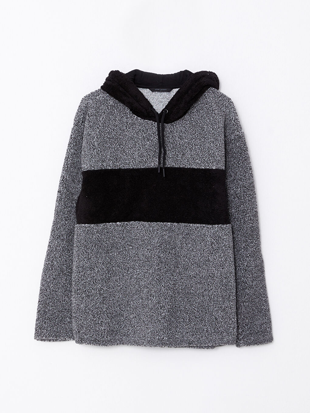 Hooded Long Sleeve Plush Men's Hoodie with Color Block-5
