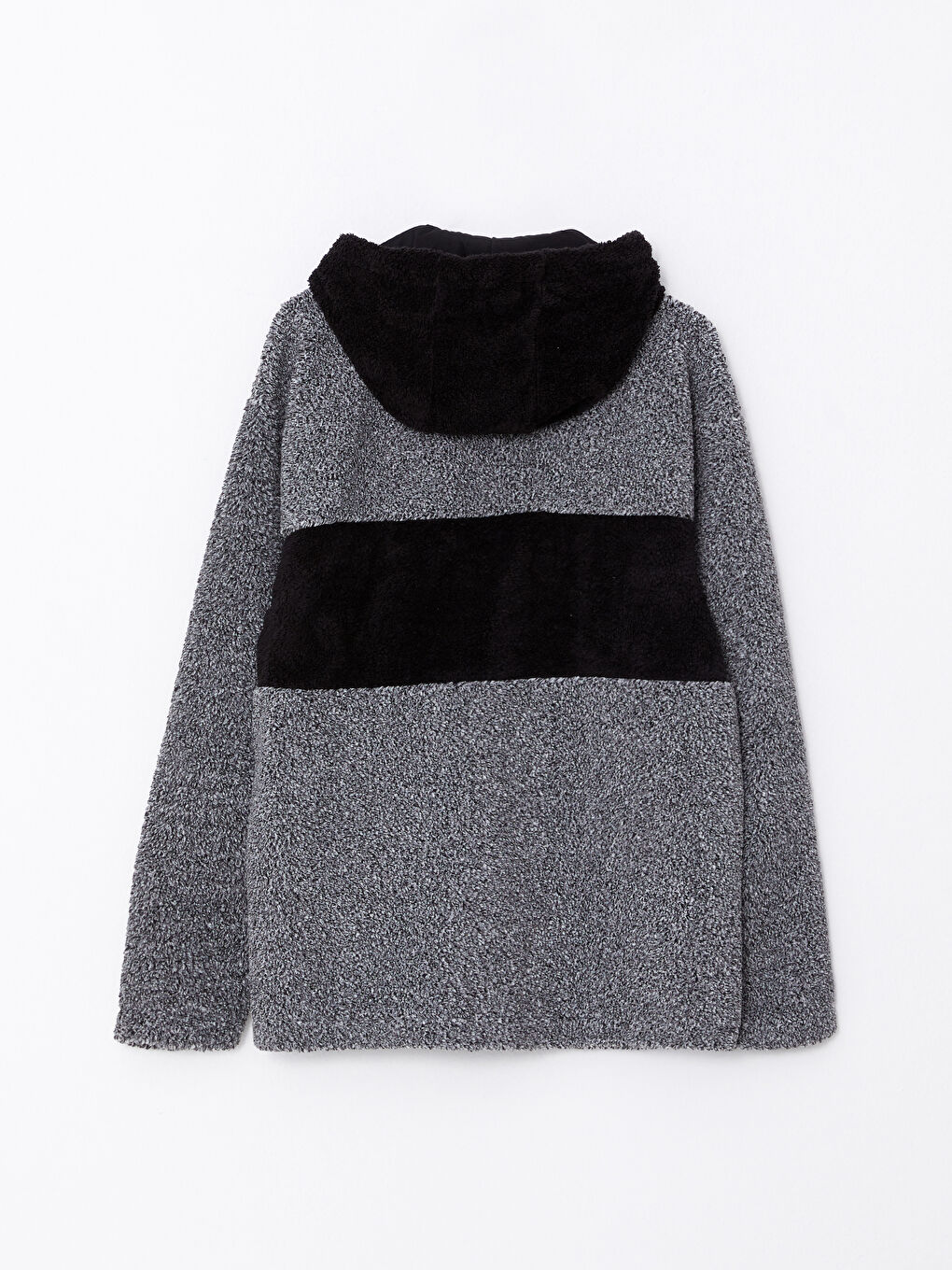 Hooded Long Sleeve Plush Men's Hoodie with Color Block-6