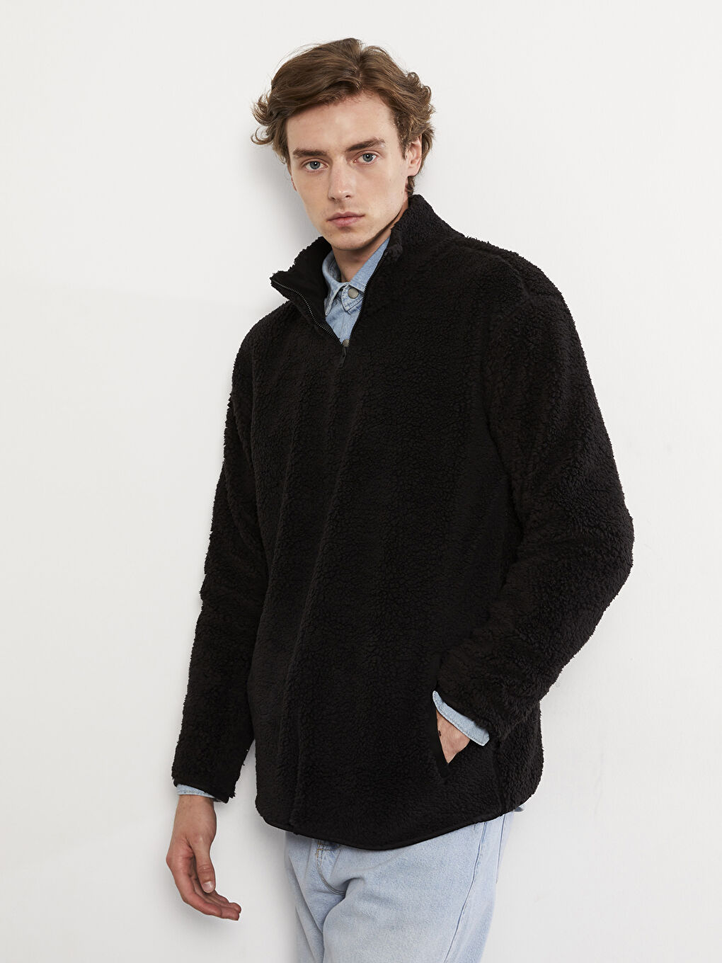 Hanorac cu Guler Tip Pâlnie pentru Bărbați-1