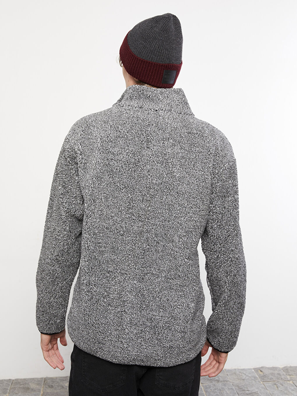 Funnel Neck Long Sleeve Plush Men's Sweatshirt-4