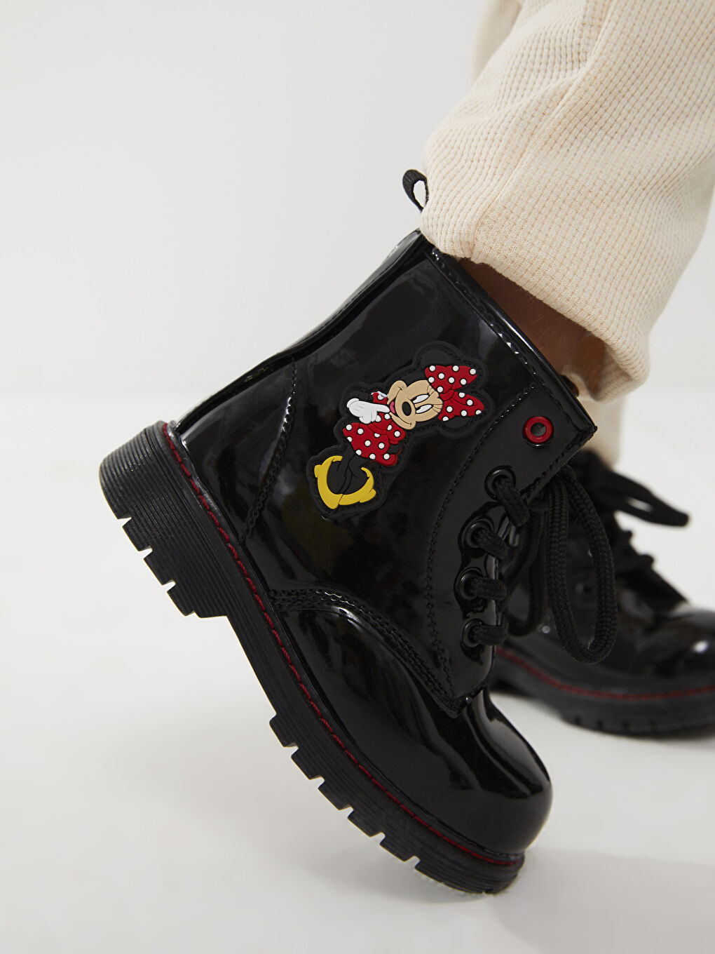 Сәби қыздарға арналған минни маус принтті былғарыға ұқсас етік-2