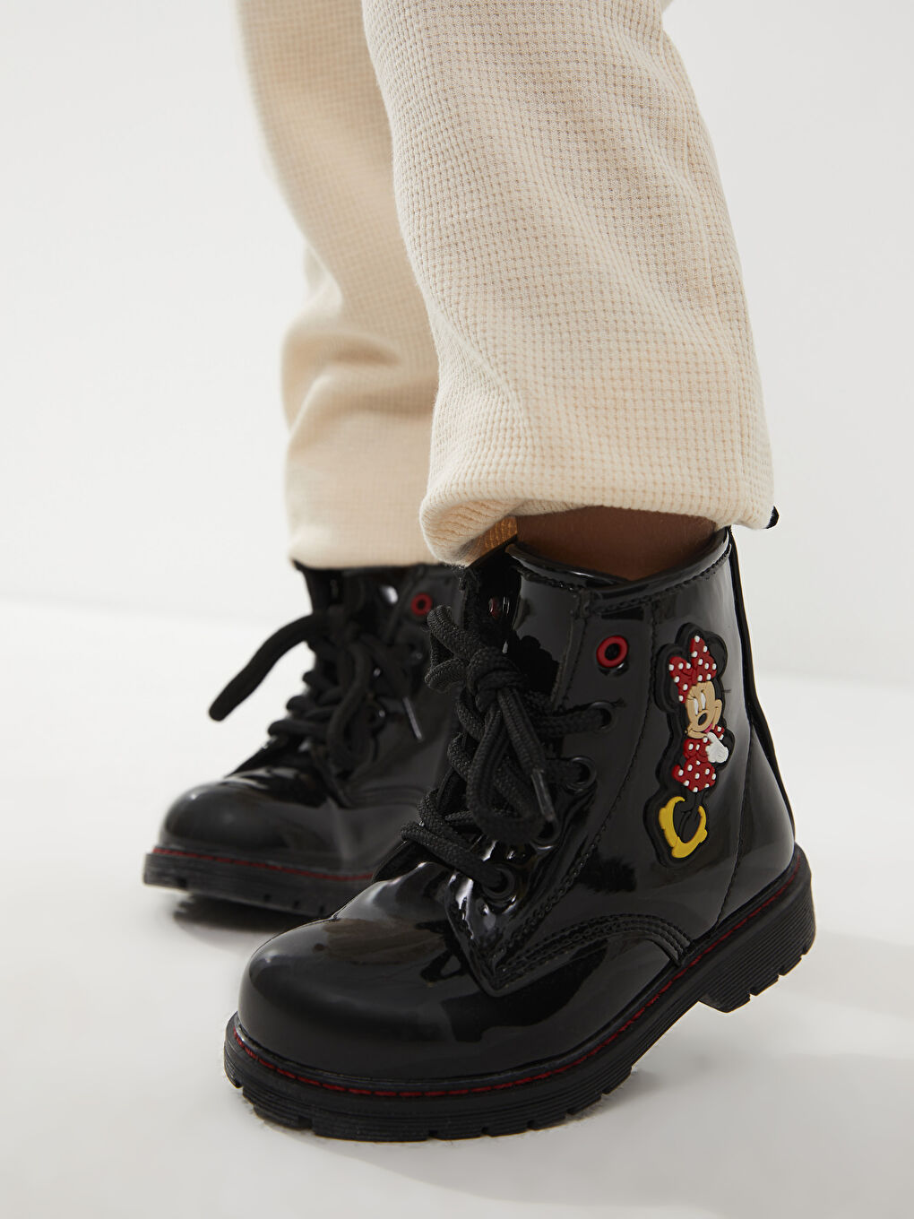 Сәби қыздарға арналған минни маус принтті былғарыға ұқсас етік-3