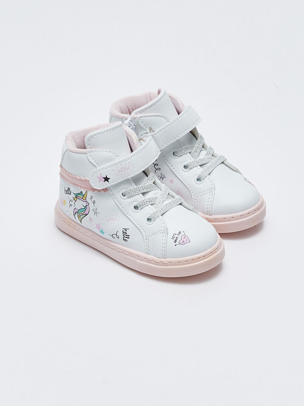أحذية رياضية للأطفال الرضع بنات وأولاد بطبعة مع أربطة وإغلاق بشريط لاصق وسحّاب عند الكاحل