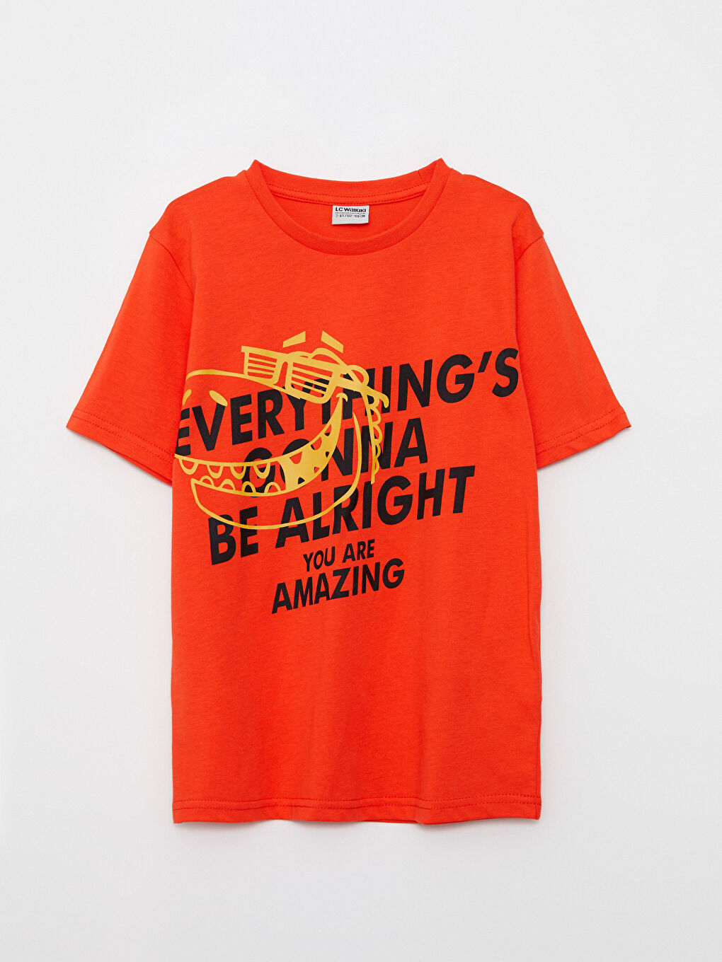 Turuncu Bisiklet Yaka Baskılı Kısa Kollu Erkek Çocuk Tişört ve Bermuda-1