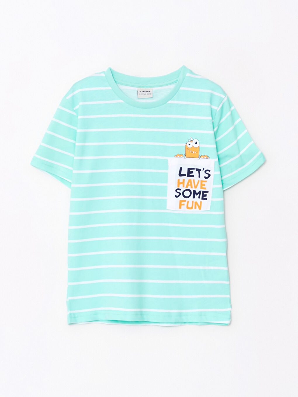 Yeşil Bisiklet Yaka Baskılı Kısa Kollu Pamuklu Erkek Çocuk Tişört