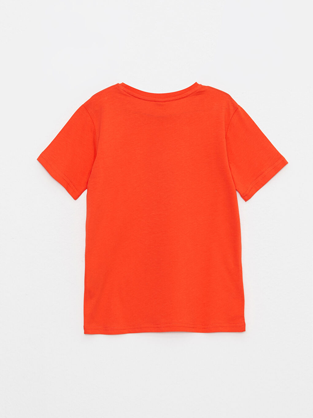 Turuncu Bisiklet Yaka Baskılı Pul İşlemeli Kısa Kollu Erkek Çocuk Tişört-1