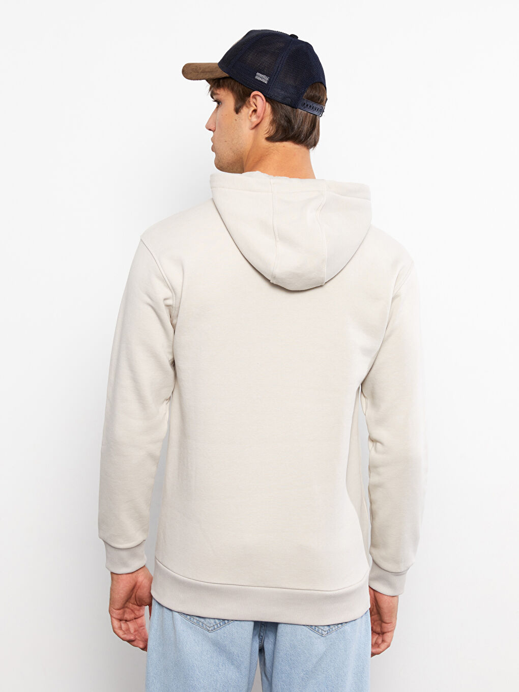 LCW Casual Açık Bej Uzun Kollu Baskılı Erkek Hoodie - 4