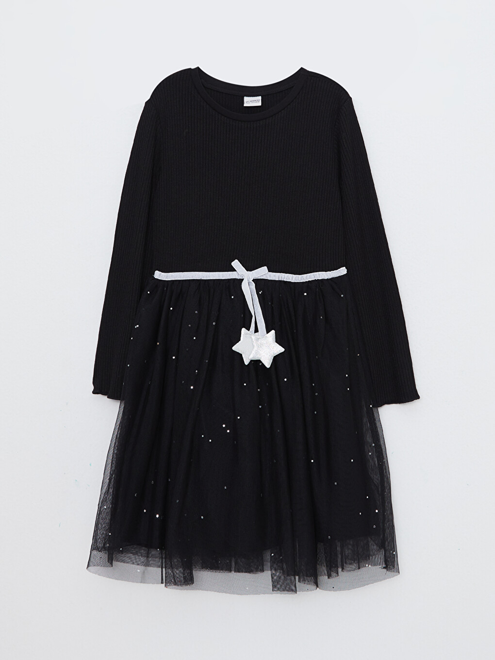 Crew Neck Basic Long Sleeve Girls' Dress