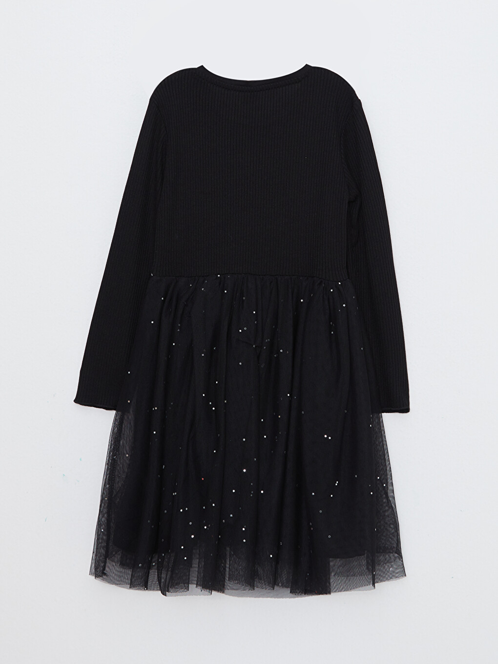 Crew Neck Basic Long Sleeve Girls' Dress-1