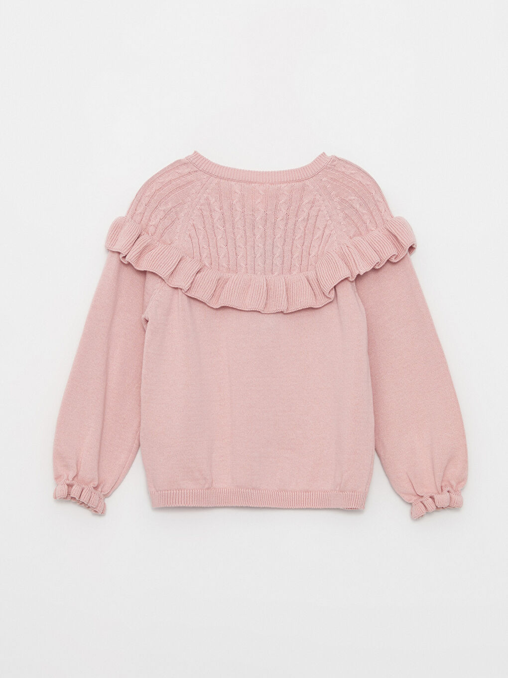 Pembe Bisiklet Yaka Uzun Kollu Kız Bebek Triko Kazak-2