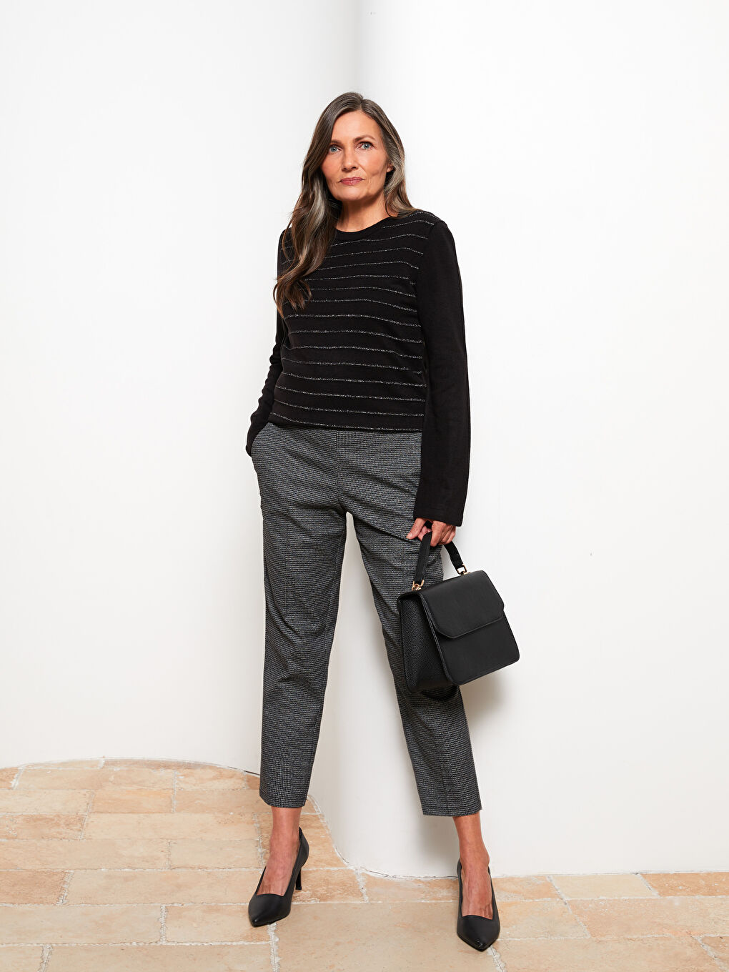 LCW Grace Standard Fit Patterned Women's Trousers -W29794Z8-LKN