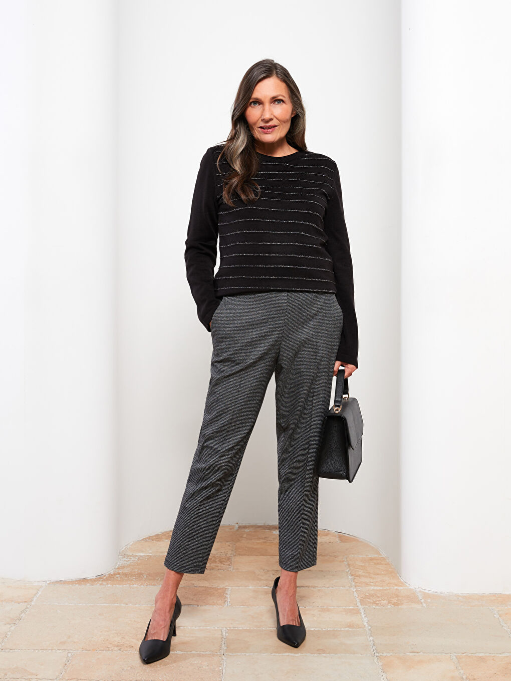 LCW Grace Standard Fit Patterned Women's Trousers -W29794Z8-LKN