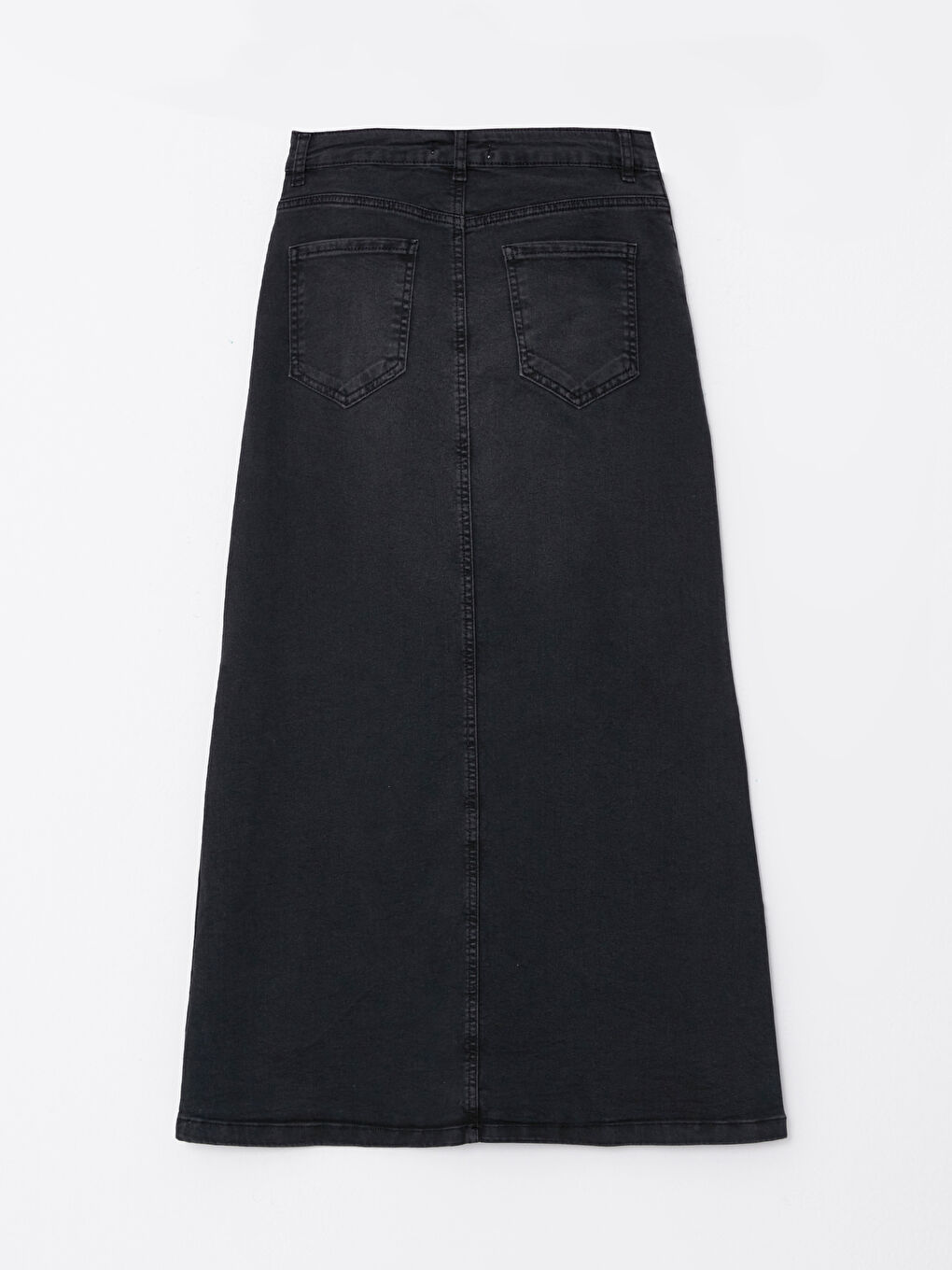 Siyah Kadın Çıtçıt Detaylı Düz  Jean Etek-6