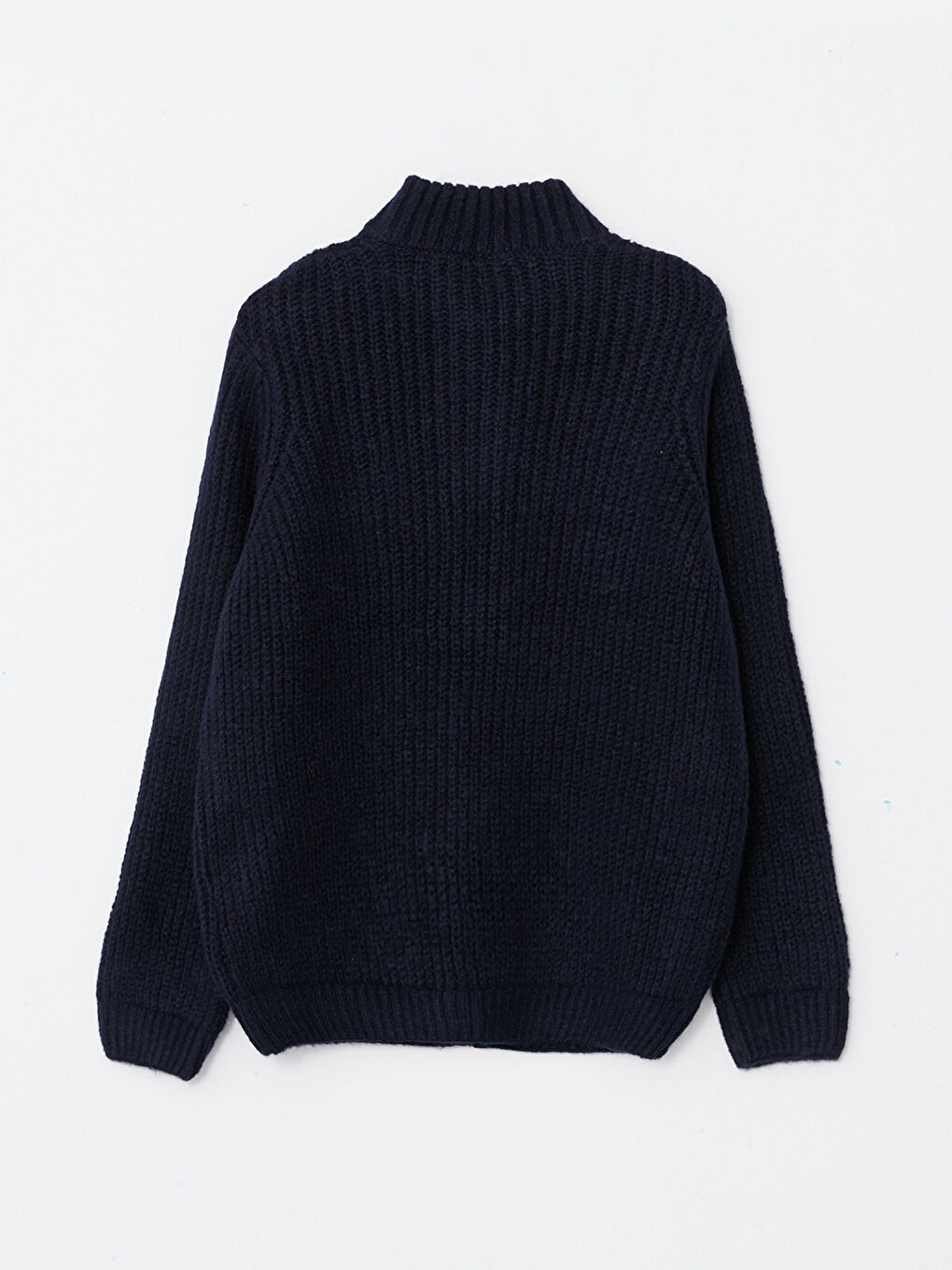 Cardigan Garçon Basique à Manches Longues en Tricot Col Cheminée-1