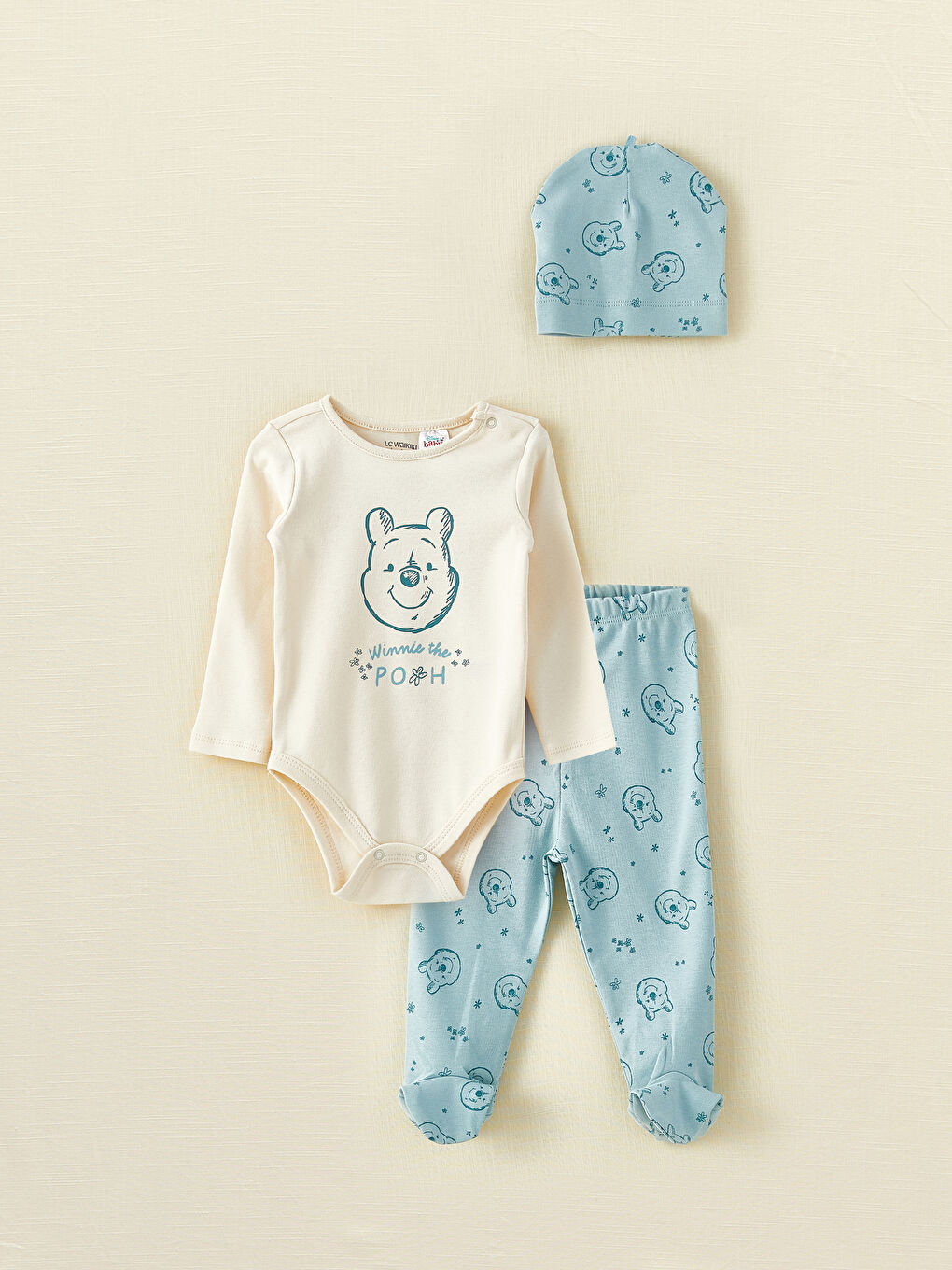 LCW baby Rundhalsausschnitt Langarm Winnie the Pooh Bedrucktes Bio-Baumwolle Baby Jungen Set -W29839Z1-KXP
