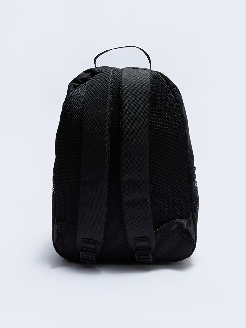 Siyah Paraşüt Kumaş Etiket Baskılı Kadın Sırt Çantası-2