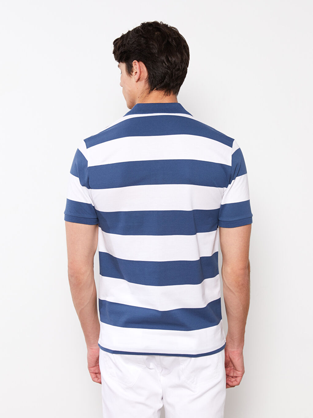 Polo Neck Short Sleeve Striped Pique Men's T-Shirt-4
