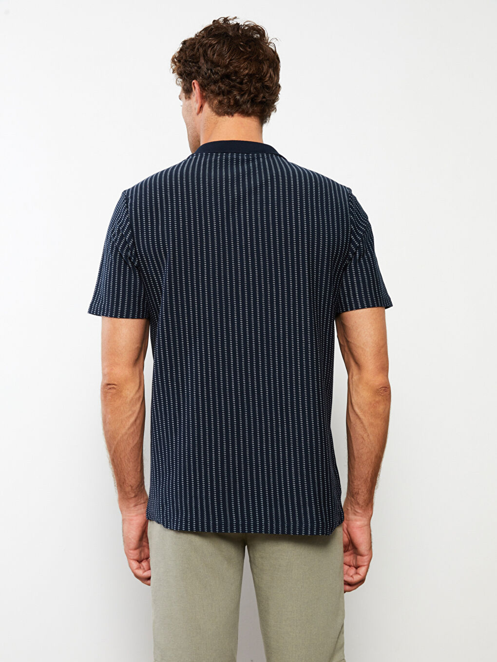 تي شيرت رجالي بياقة بولو كم قصير مخطط بيكيه-4