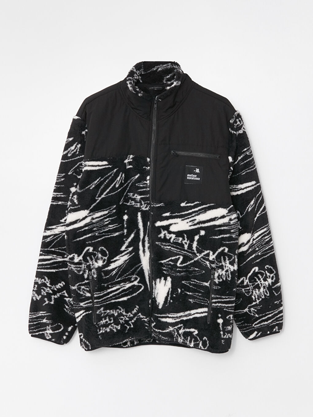 Siyah Dik Yaka Uzun Kollu Pelüş Erkek Spor Hırka-4