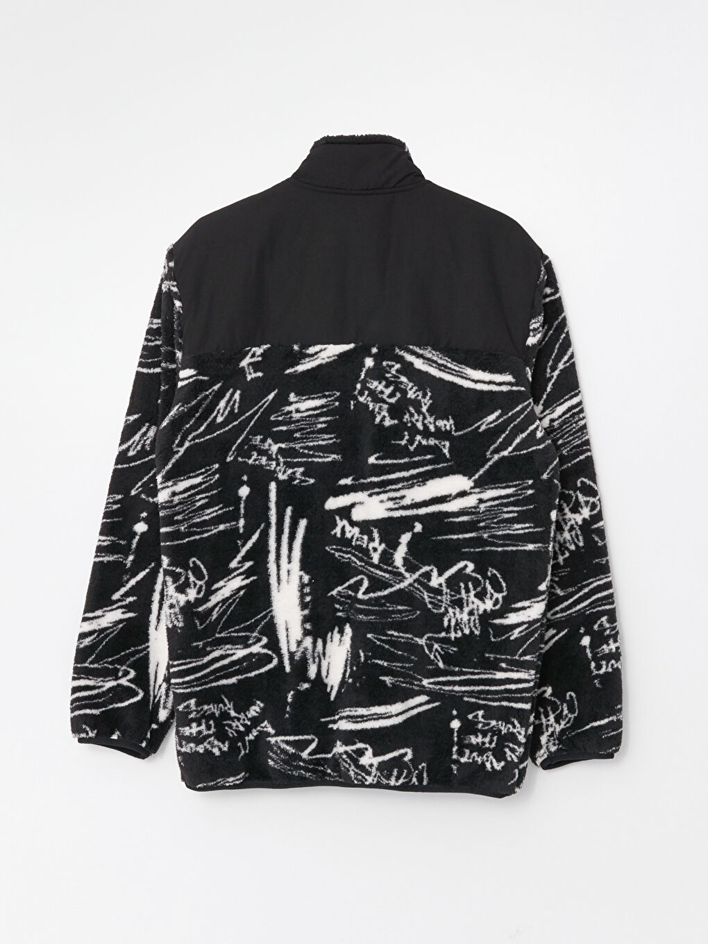 Siyah Dik Yaka Uzun Kollu Pelüş Erkek Spor Hırka-5