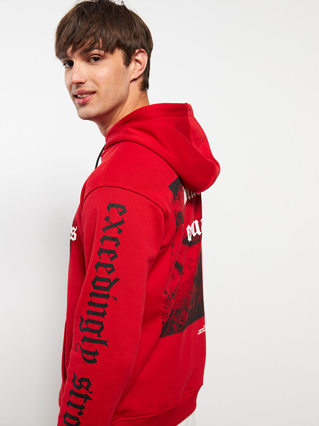 Худи Мужское Толстое Оверсайз С Длинным Рукавом И Принтом