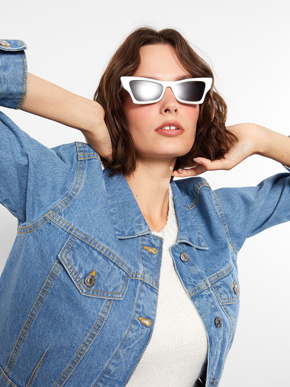 LCW Jeans Collared Neck Women's Denim Jacket -W29880Z8-507
