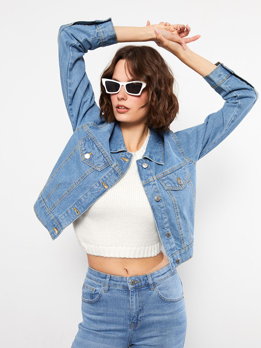 LCW Jeans Collared Neck Women's Denim Jacket -W29880Z8-507