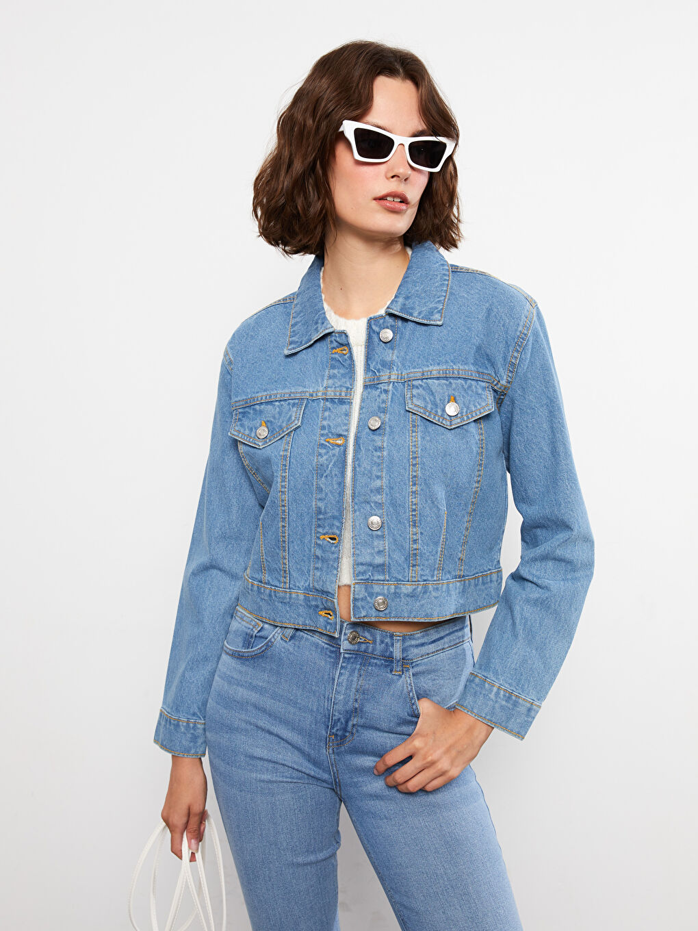 LCW Jeans Collared Neck Women's Denim Jacket -W29880Z8-507