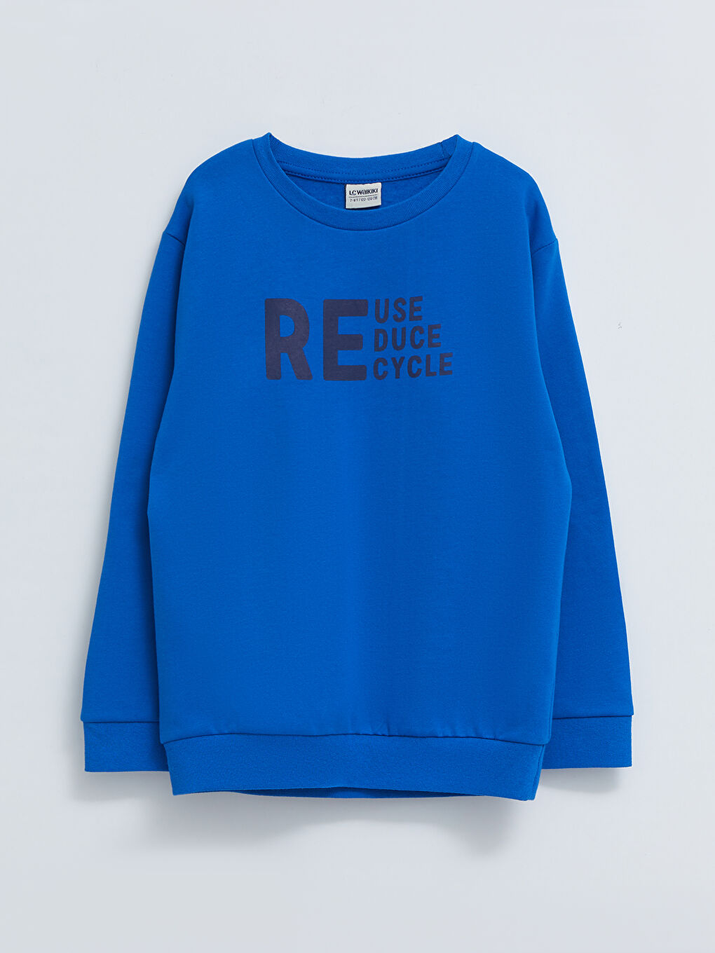 Mavi Bisiklet Yaka Baskılı Uzun Kollu Erkek Çocuk Sweatshirt