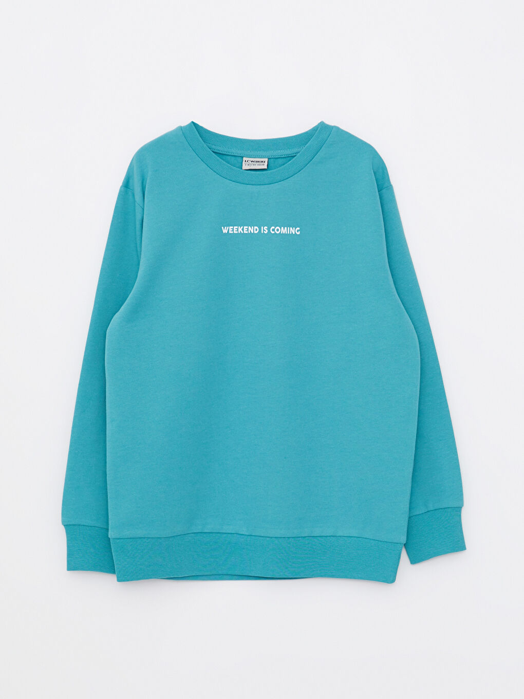 سويت شيرت كم طويل مطبوع بياقة دائرية للأولاد