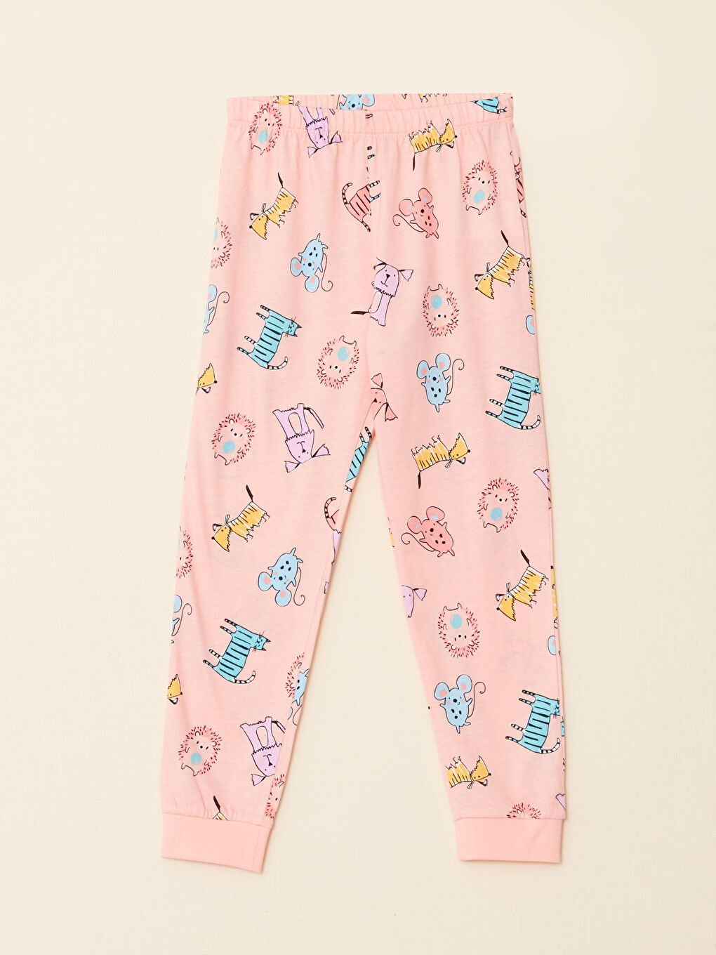 LCW Kids سێتی بیجامە قۆڵ درێژ چاپکراو یه‌خه‌ خڕ بۆ کچان -W29907Z4-FGL