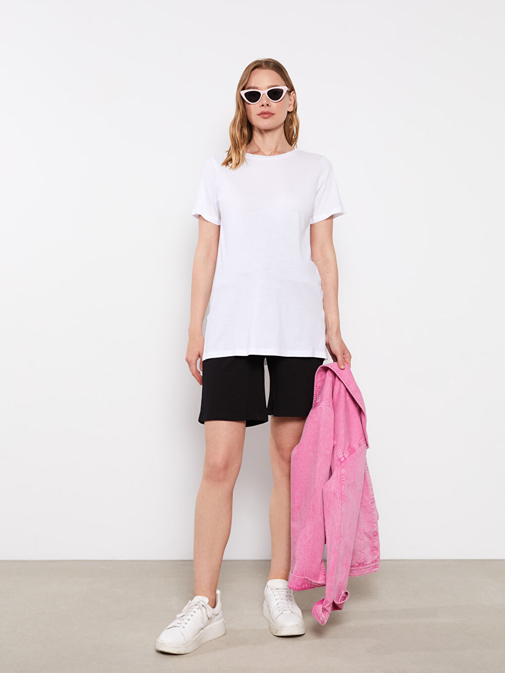 تي شيرت حوامل قطن كم قصير ياقة دائرية قصة عادية-2