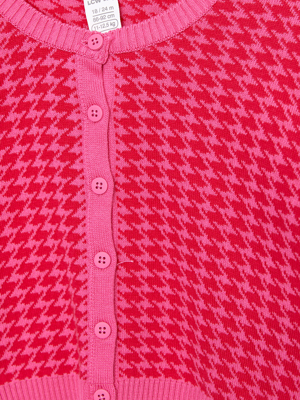 Pembe Desenli Kız Bebek Triko Elbise ve Hırka-4