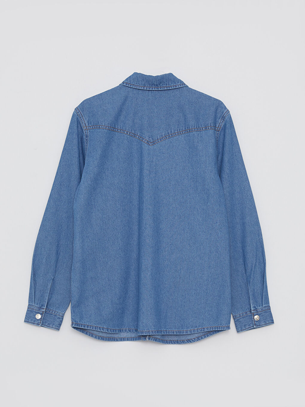 LCW Jeans Front Button Closure Straight Long Sleeve Women's Jean Shirt -W29921Z8-507