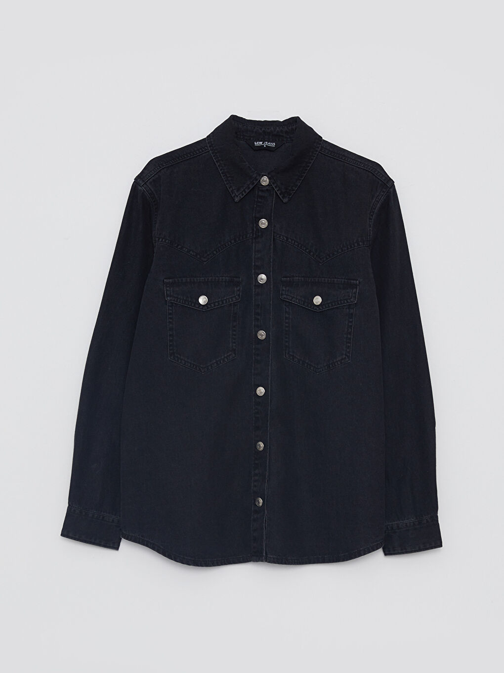 LCW Jeans Front Button Closure Straight Long Sleeve Women's Jean Shirt -W29922Z8-327