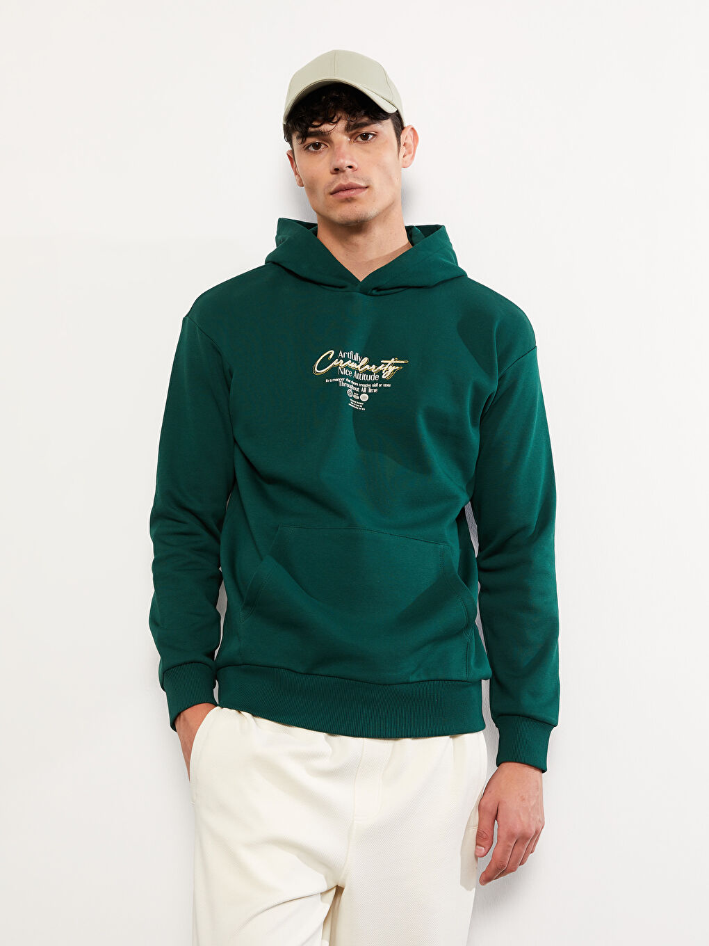 XSIDE Uzun Kollu Baskılı Erkek Kalın Hoodie -W29950Z8-SHY