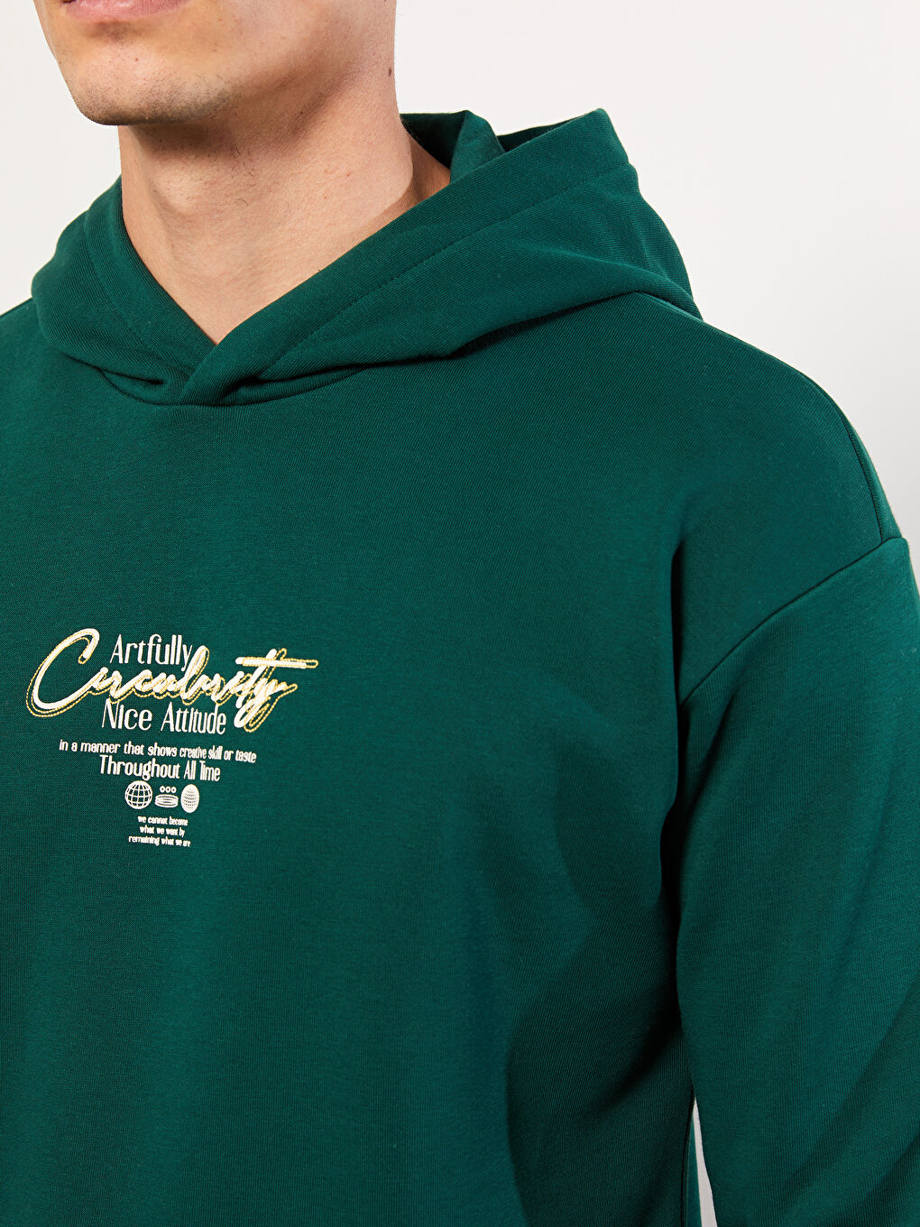 XSIDE Uzun Kollu Baskılı Erkek Kalın Hoodie -W29950Z8-SHY