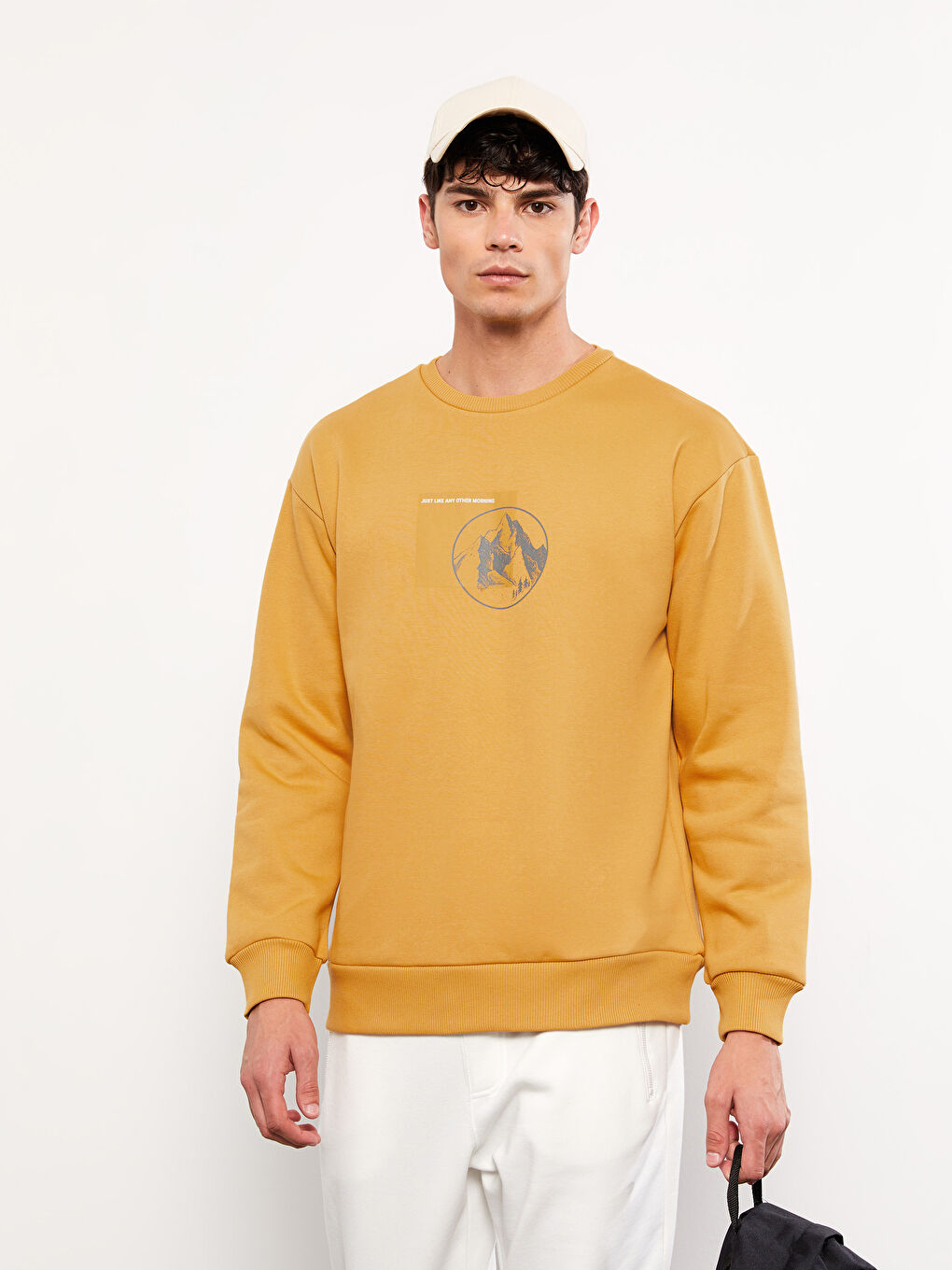 XSIDE Oversize Crew Neck Long Sleeve Printed Men's Thick