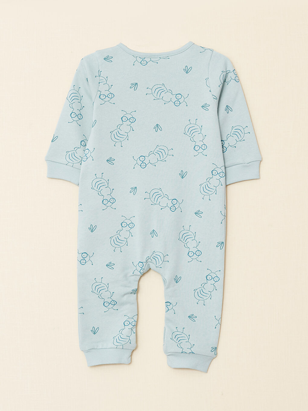 Crew Neck Long Sleeve Printed Organic Cotton Baby Boy Jumpsuit-1