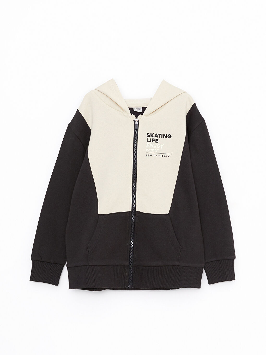 Hooded Printed Long Sleeve Boys' Zippered Sweatshirt