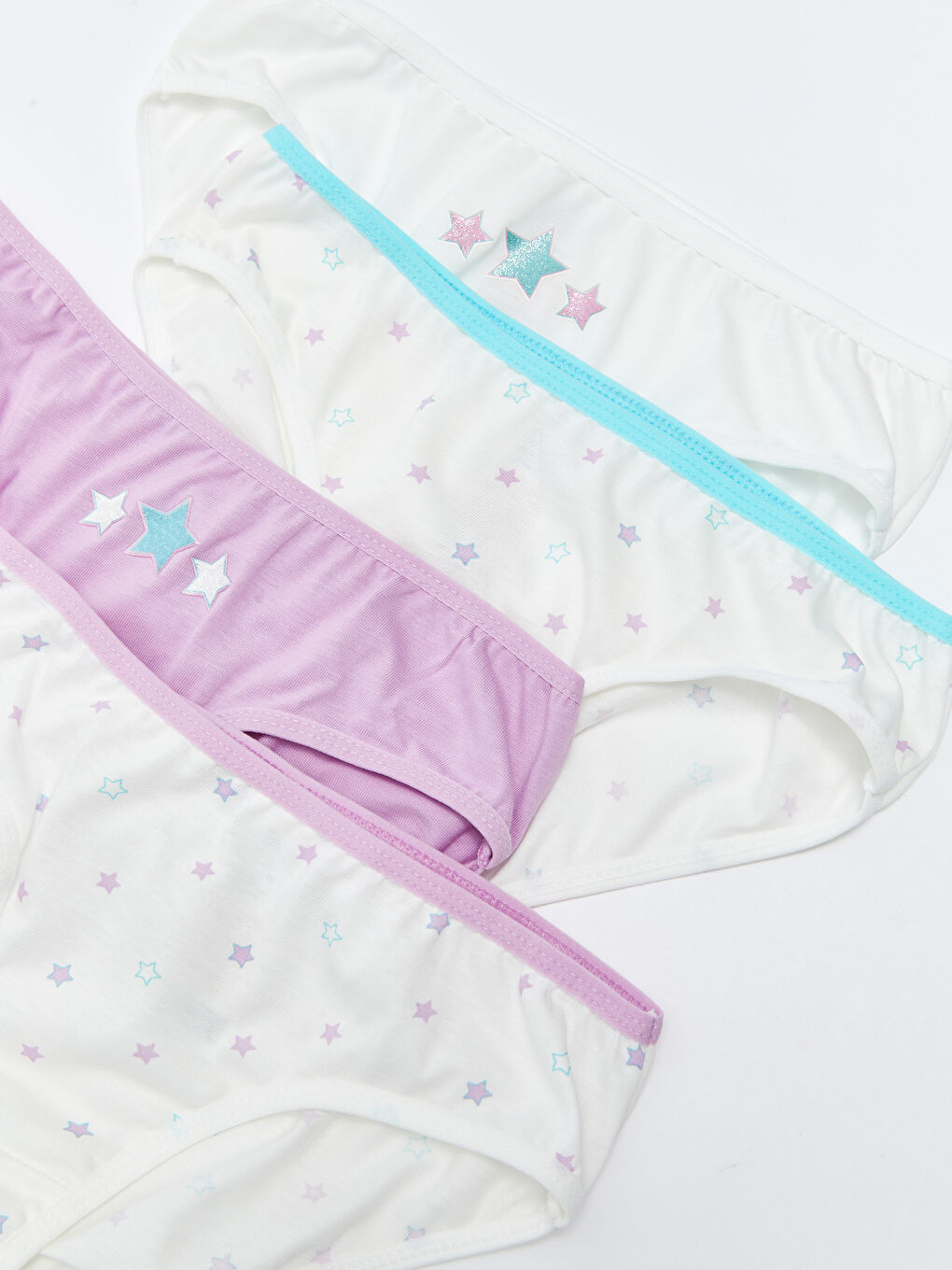 Ekru Baskılı Pamuklu Kız Çocuk Külot 4'lü-1