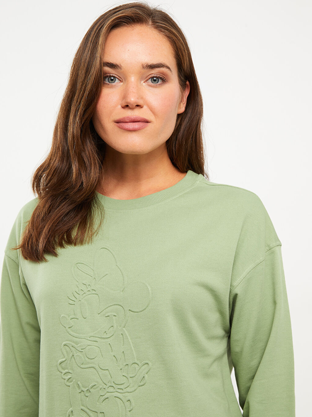 سويت شيرت ياقة دائرية مطبوع ميني ماوس كم طويل حوامل-2