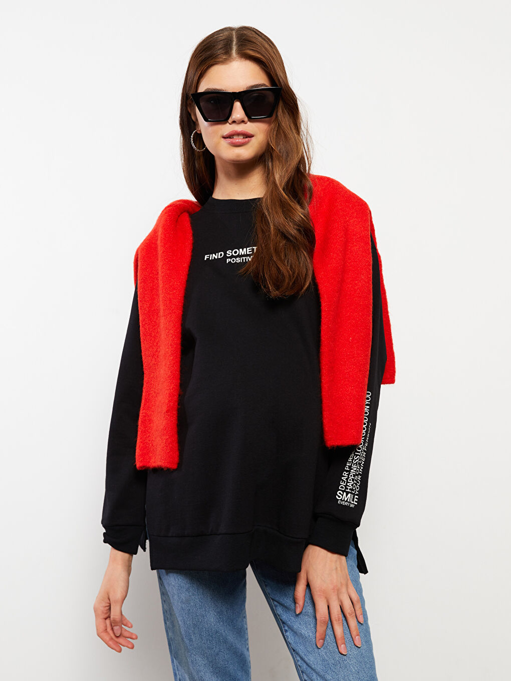 LCWAIKIKI Maternity Crew Neck Printed Long Sleeve Maternity Sweatshirt -W29991Z8-CVL