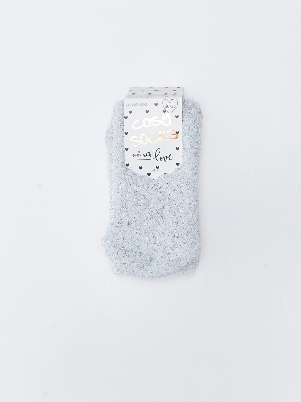 Beyaz Kadın Düz Ev Çorabı