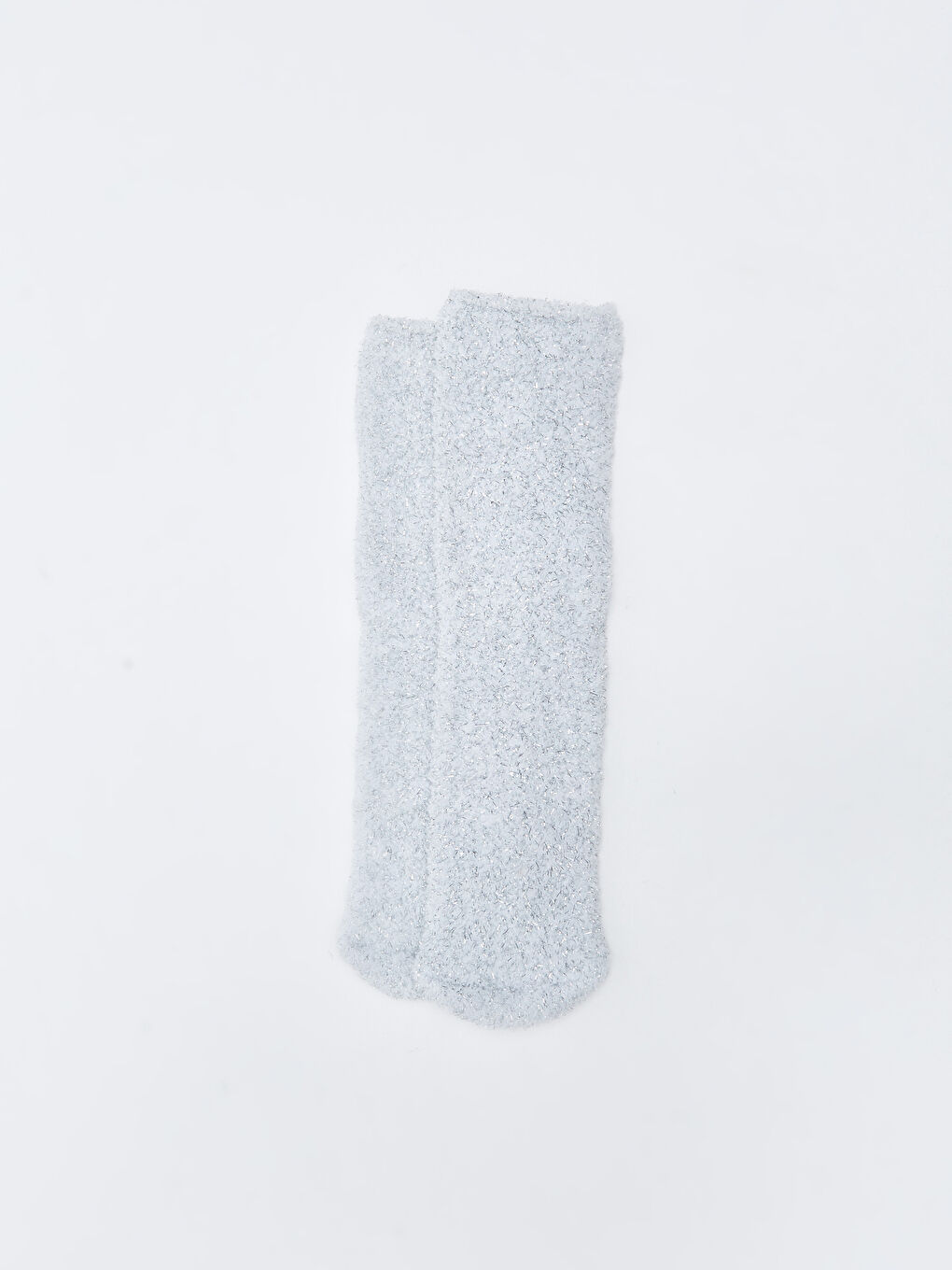 Beyaz Kadın Düz Ev Çorabı-1